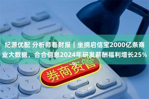 纪源优配 分析师看财报｜坐拥启信宝2000亿条商业大数据，合合信息2024年研发薪酬福利增长25%